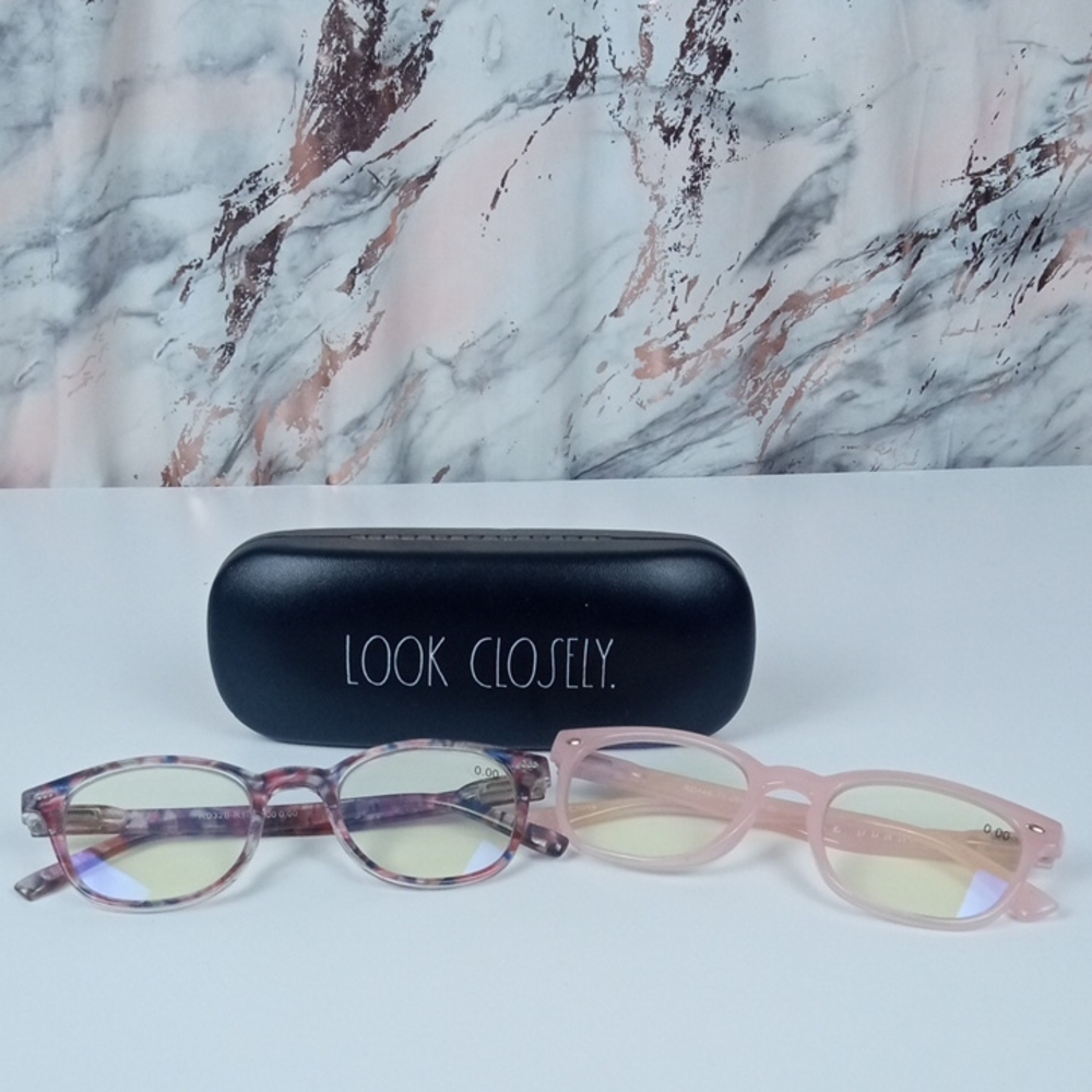 🛍️ Rae Dunn Pink & Tortoiseshell Blue Light Reading Glasses Set
